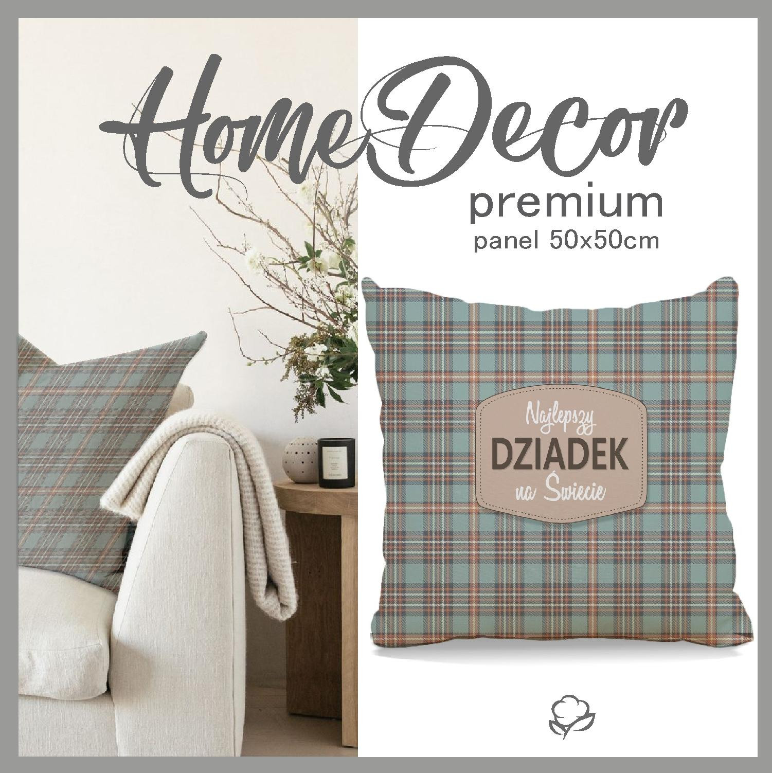 PANEL PODUSZKOWY - Najlepszy Dziadek na Świecie/ krata retro - HOME DECOR PREMIUM