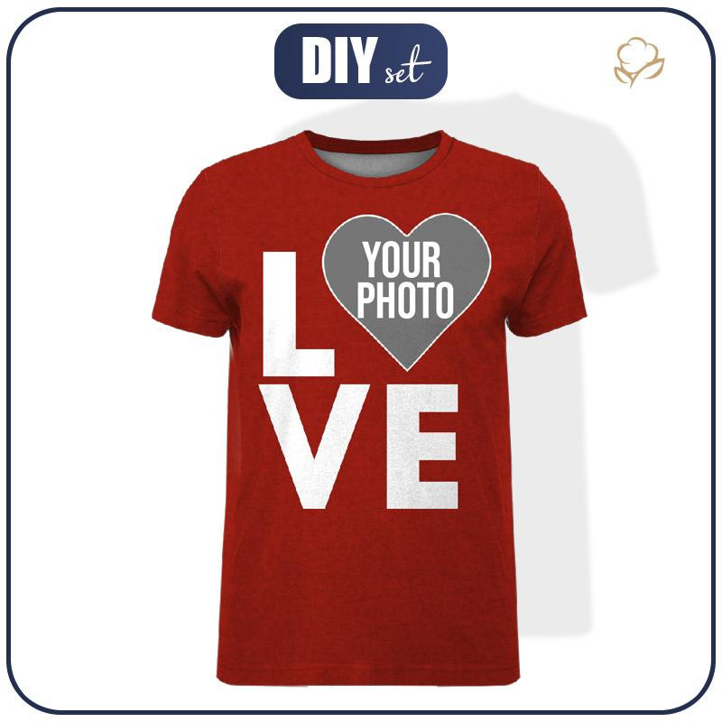 MĘSKI T-SHIRT - LOVE - Z WŁASNYM ZDJĘCIEM - ZESTAW DO USZYCIA