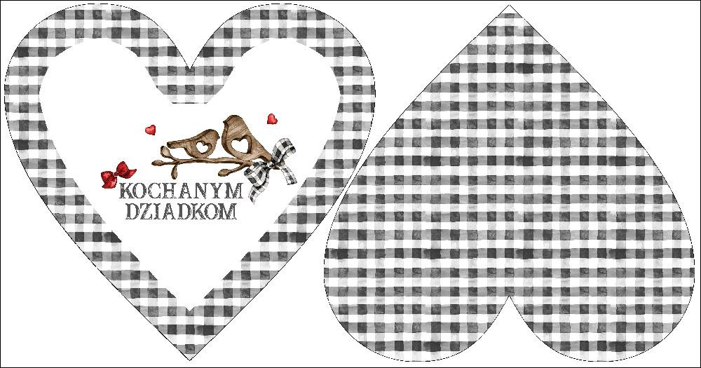PODUSZKA DEKORACYJNA SERCE - Für liebe Großeltern / MINI KRATA VICHY