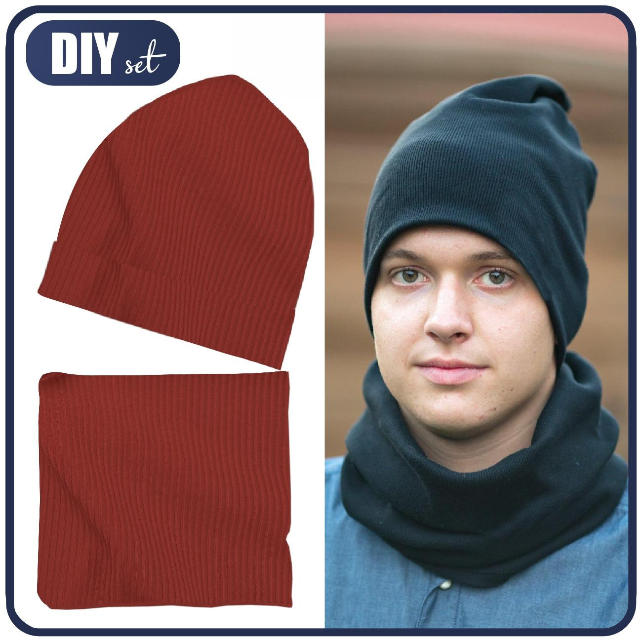 Czapka i komin TUBA - POTTERS CLAY (RIB Jersey) - DIY Set