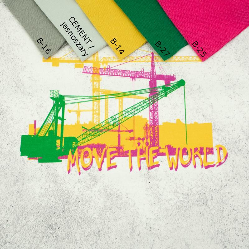MOVE THE WORLD / zielony - panel dzianina pętelkowa SP250