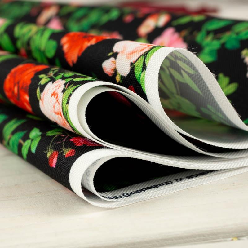 MINI RÓŻE I LIŚCIE (RAJSKI OGRÓD)  - tkanina wodoodporna