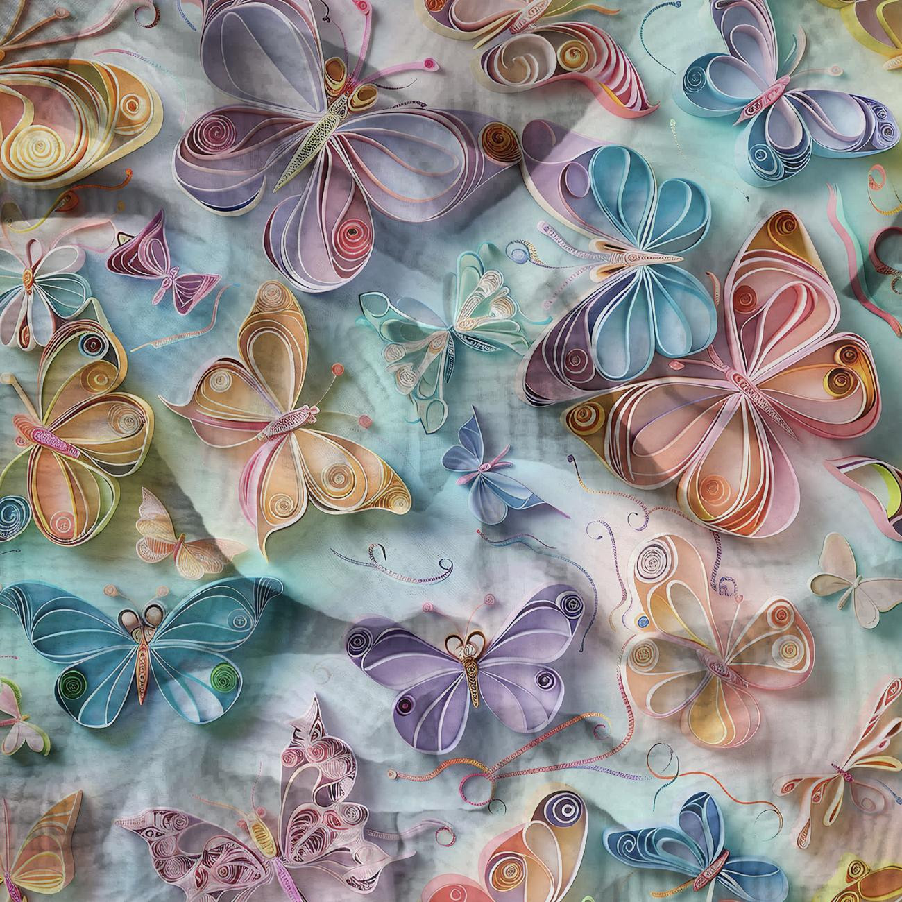 PAPER BUTTERFLIES - Muślin bawełniany