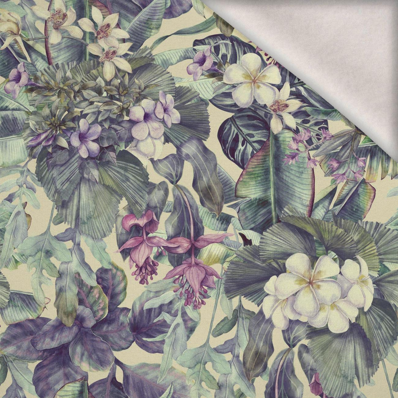 PURPLE FLORAL - dzianina drapana z elastanem ITY