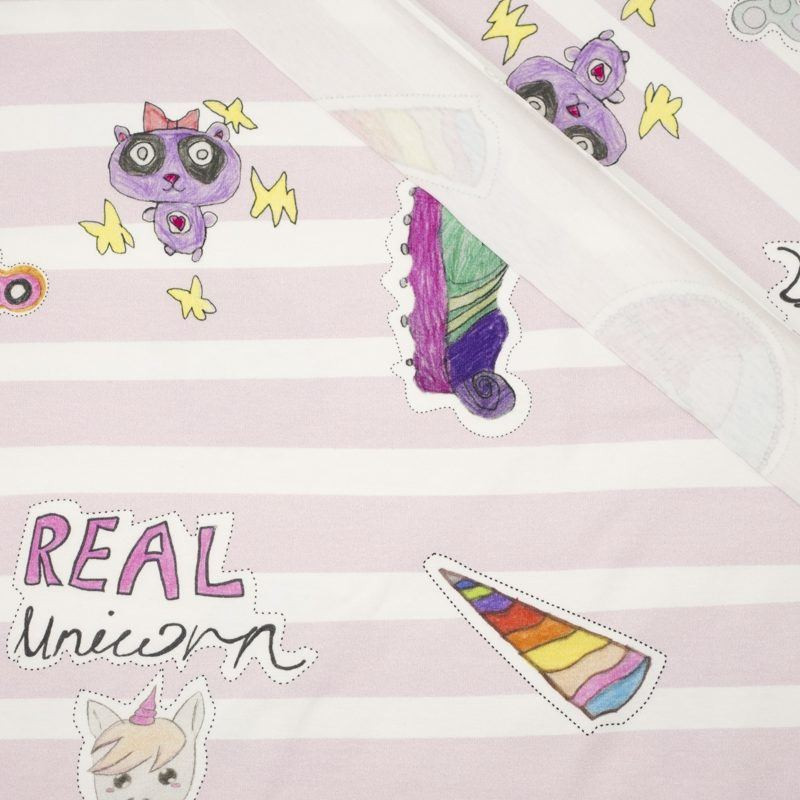 DZIECIĘCY MIX / pasy biało - różowe - Jersey wiskozowy WE210