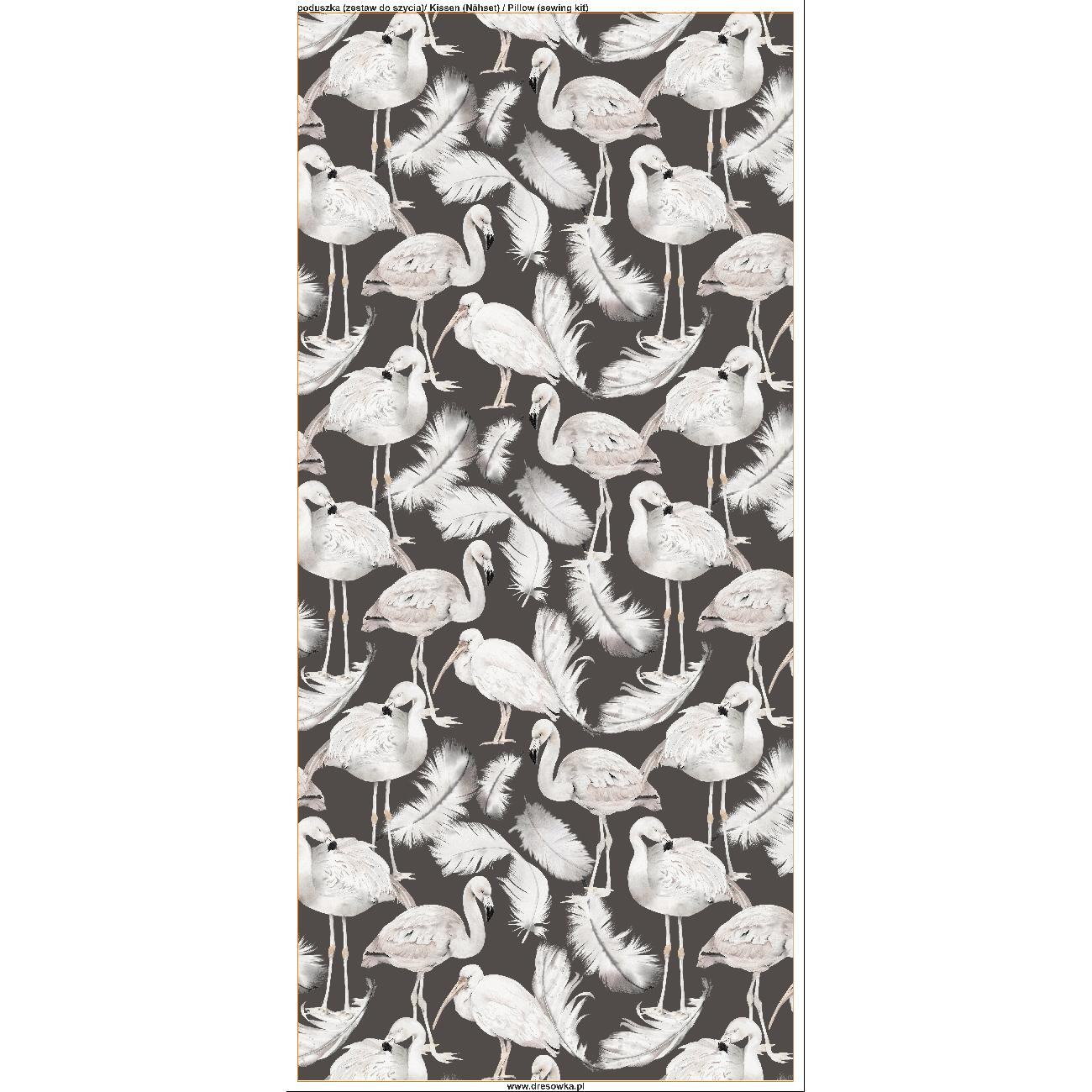 PODUSZKA 45X45 - WHITE BIRDS - zestaw do uszycia
