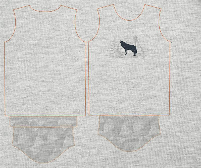 T-SHIRT DZIECIĘCY - WILK (ADVENTURE)/ M-01 melanż jasnoszary- single jersey