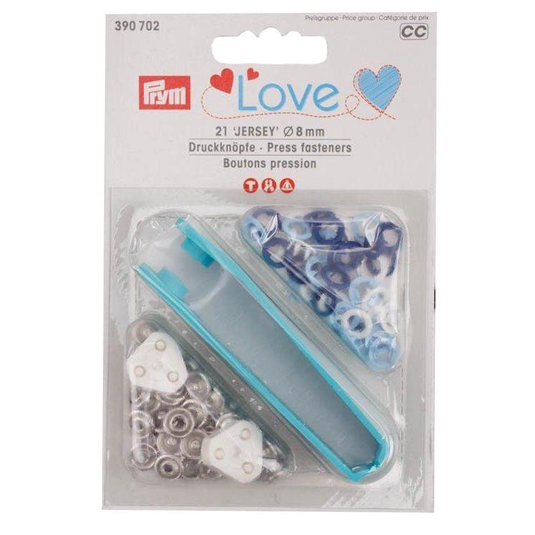 Springi do jersey 8mm biały, baby blue,  niebieski  - PRYM 390702