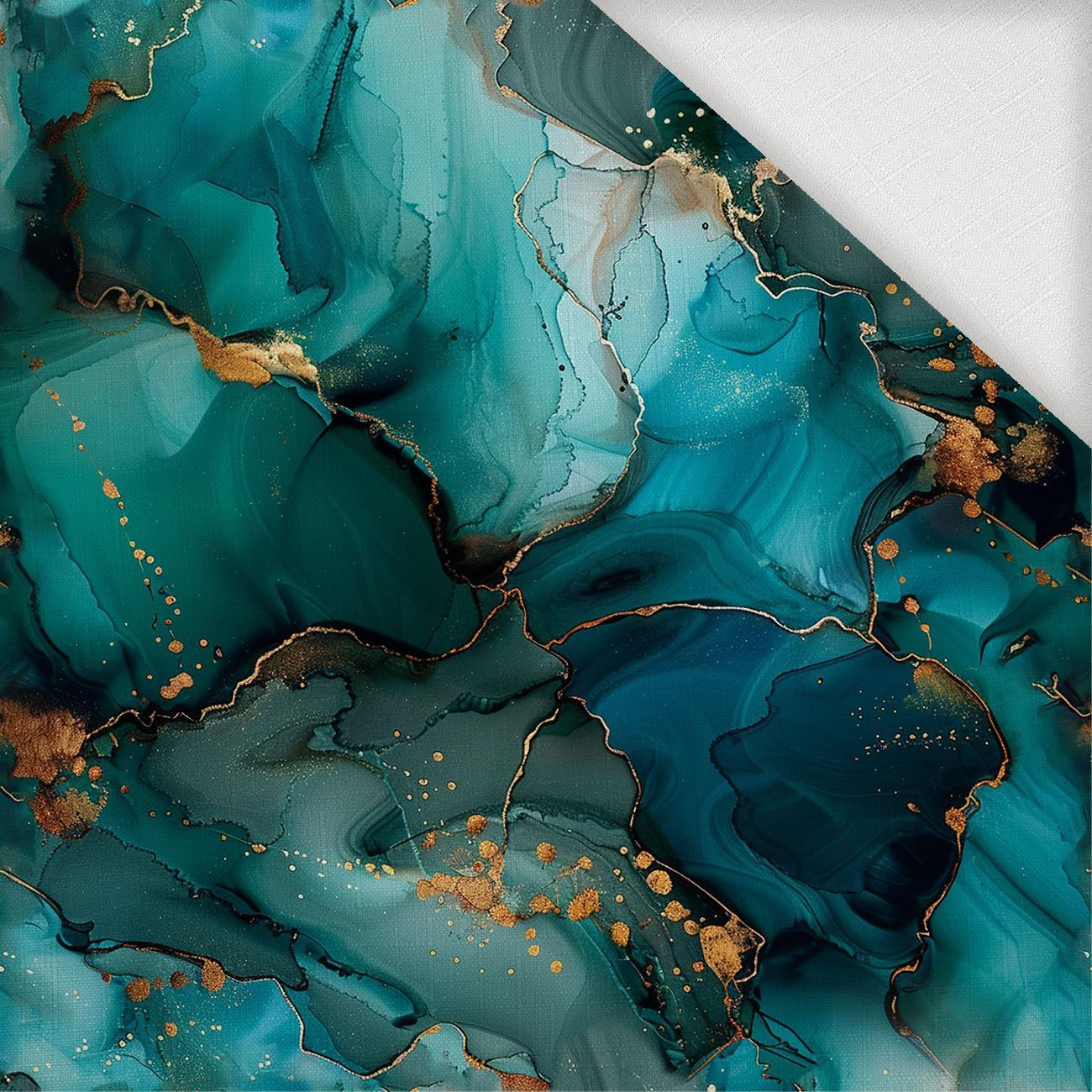 alcohol ink wz.10 TEAL - Tkanina na obrusy