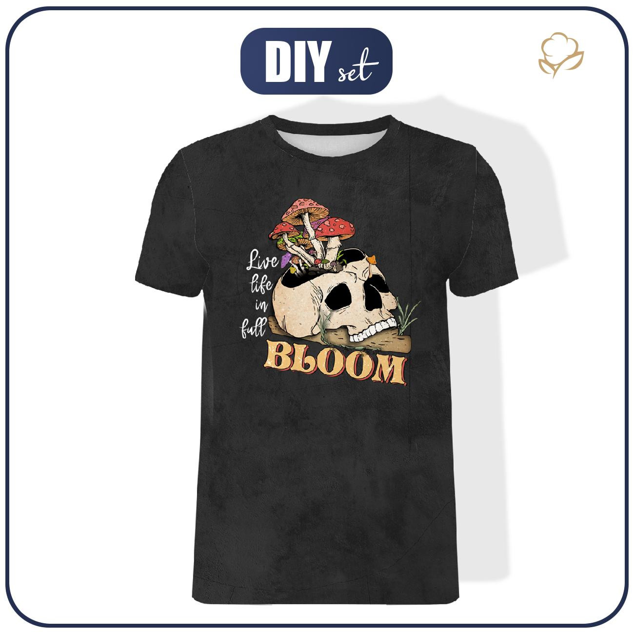 T-SHIRT MĘSKI - BLOOM / czarny - single jersey ITY