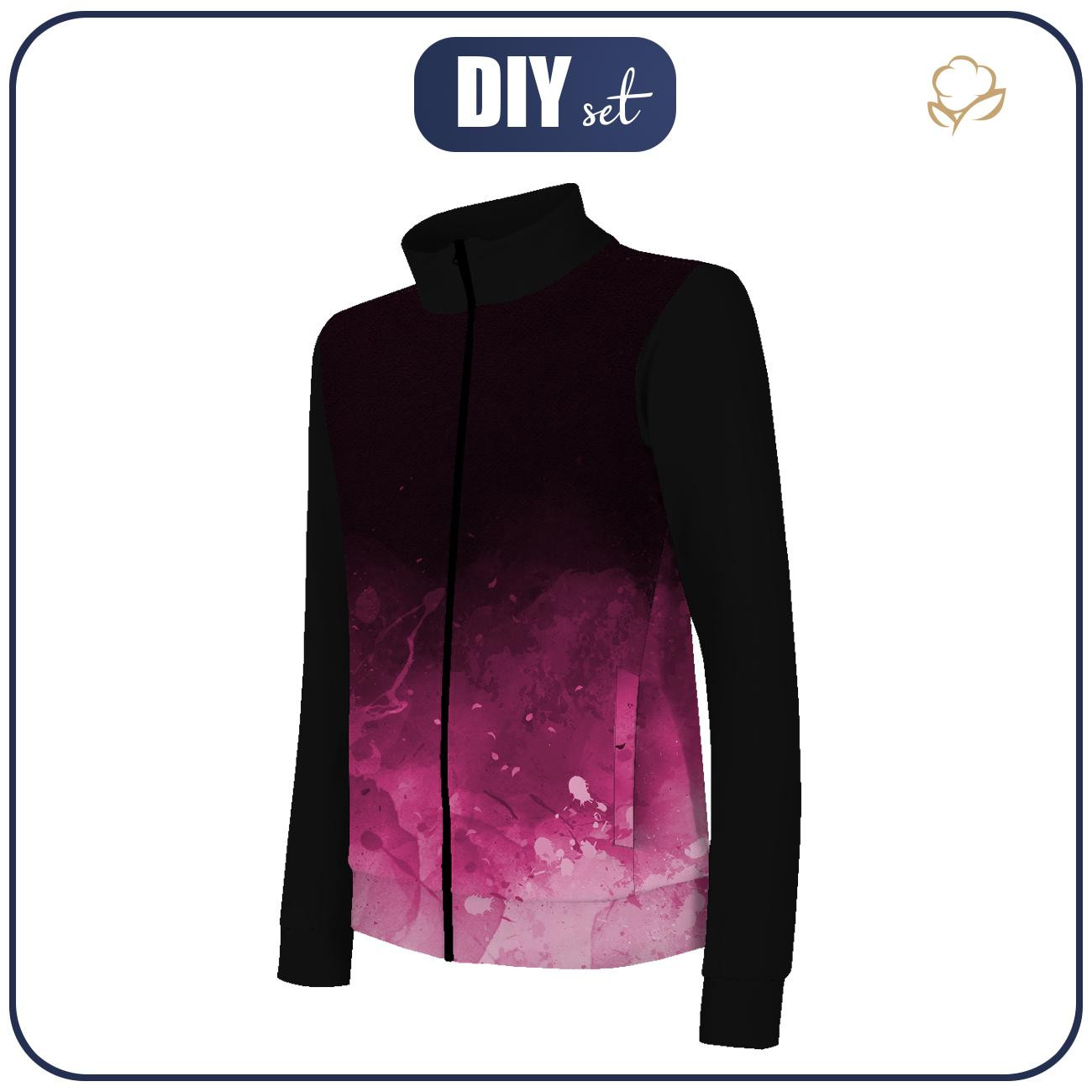 BLUZA ROZPINANA (MAX) - KLEKSY (fuksja) / czarny - DIY set