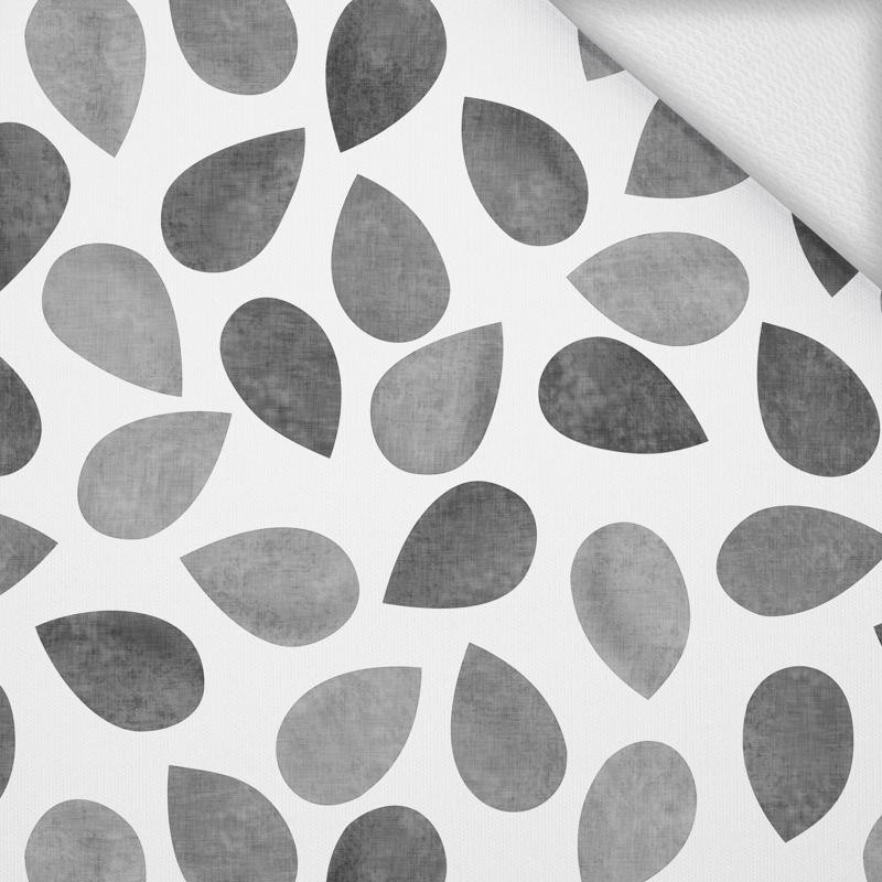 DUŻE LIŚCIE MIX / szary - dresówka pętelkowa