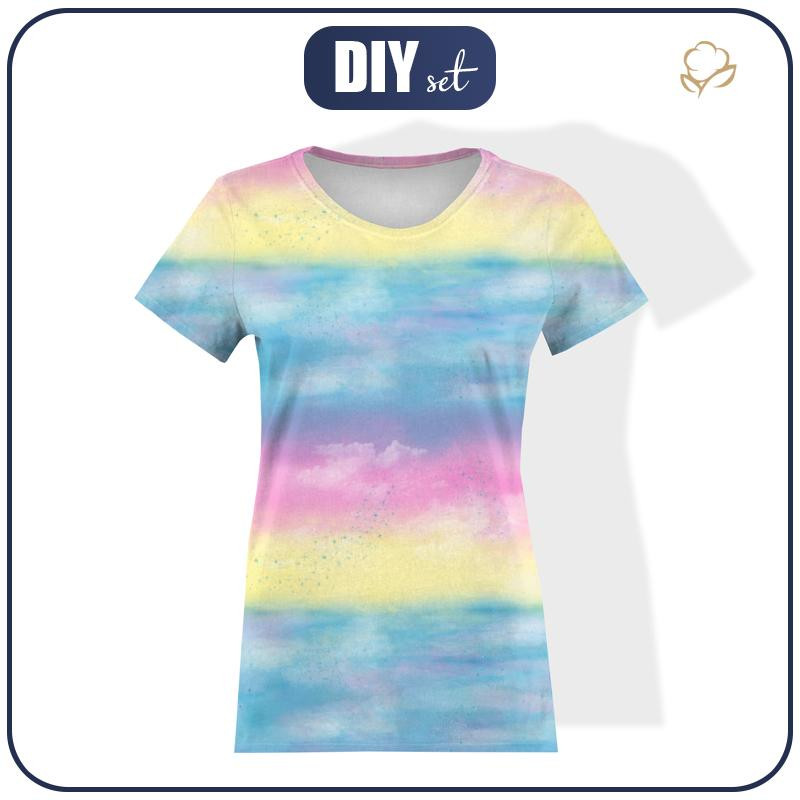 T-SHIRT DAMSKI - TĘCZOWY OCEAN wz. 1 - single jersey