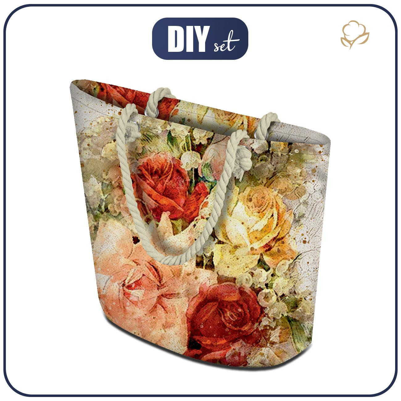 TORBA SHOPPER - WATERCOLOR FLOWERS WZ. 7 - zestaw do uszycia