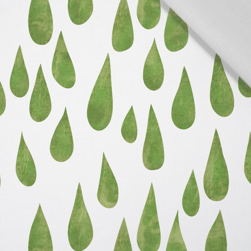 Duże krople (zielony) / biały - tkanina bawełniana