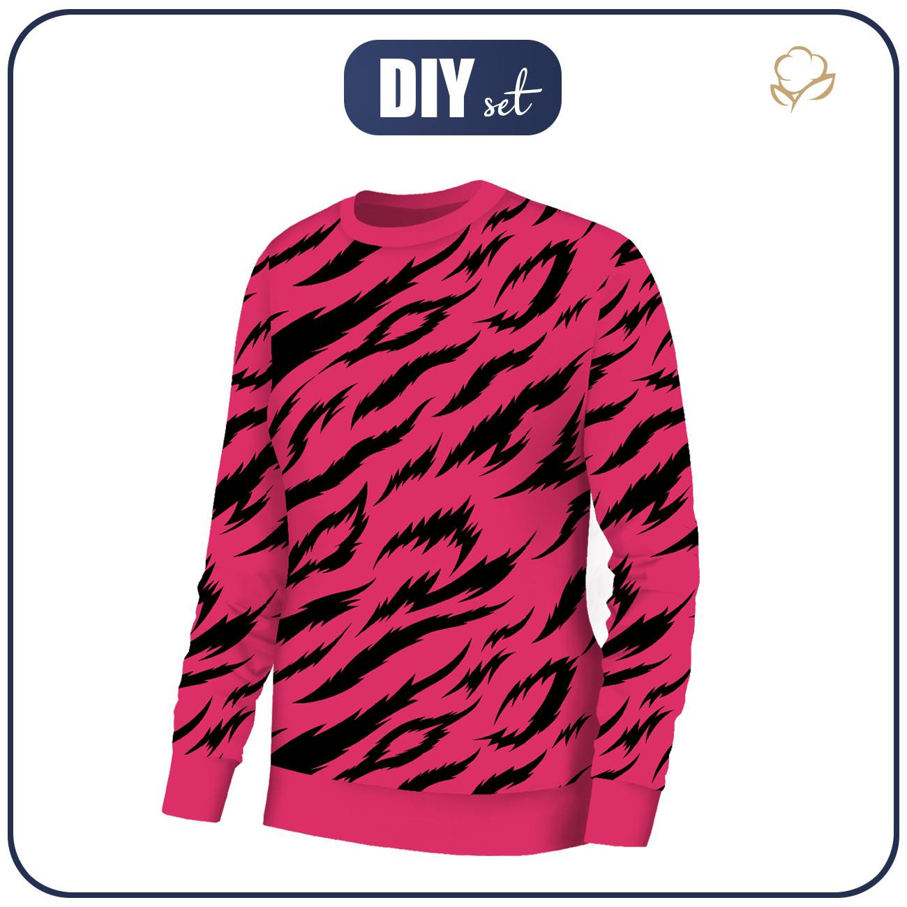 BLUZA DAMSKA (HANA) BASIC - ZEBRA / B-25 fuksja - zestaw do uszycia