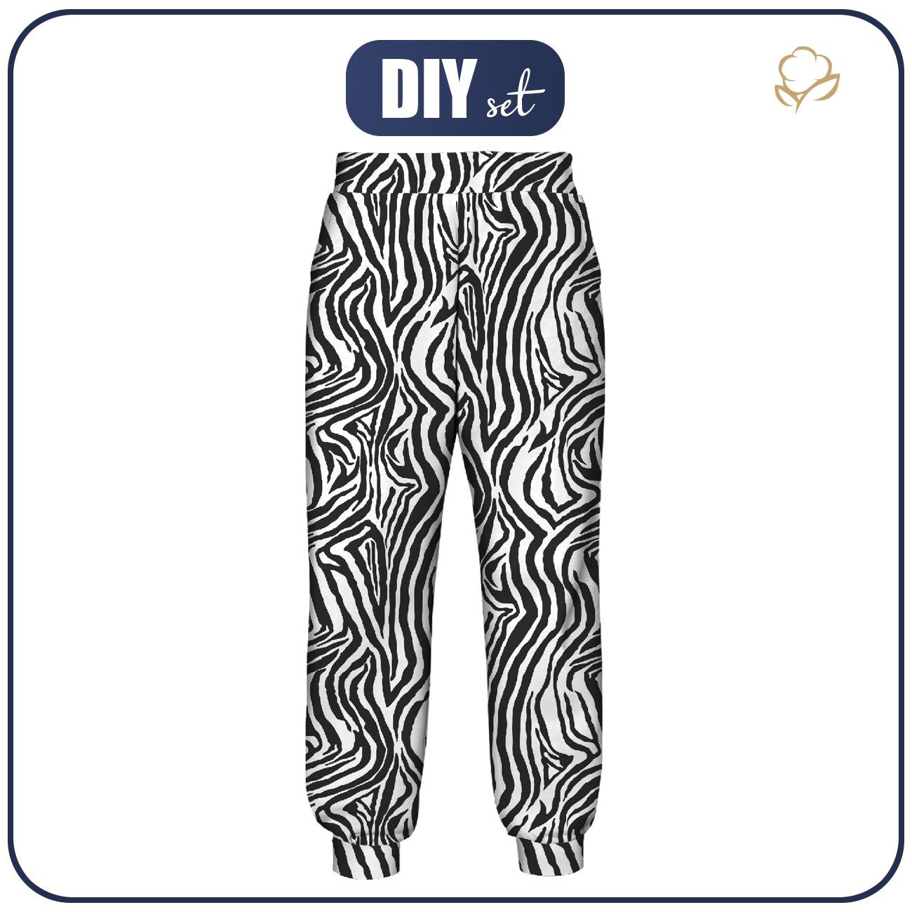 JOGGERY DAMSKIE (NOEMI) - ZEBRA / czarno-biały - zestaw do uszycia