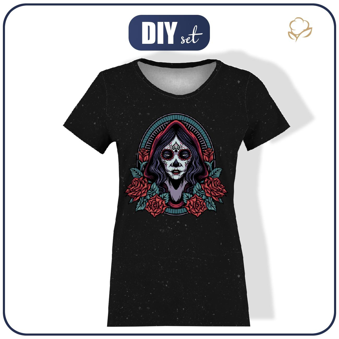 T-SHIRT DAMSKI - SUGAR SKULL GIRL - zestaw do uszycia