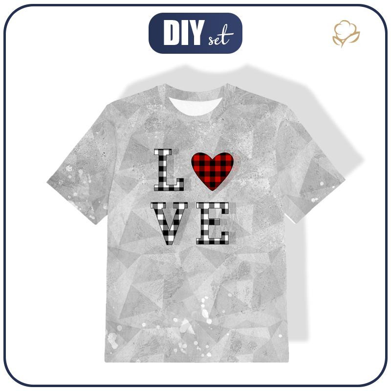 T-SHIRT DZIECIĘCY - LOVE / serce vichy (BE MY VALENTINE) / LÓD - single jersey