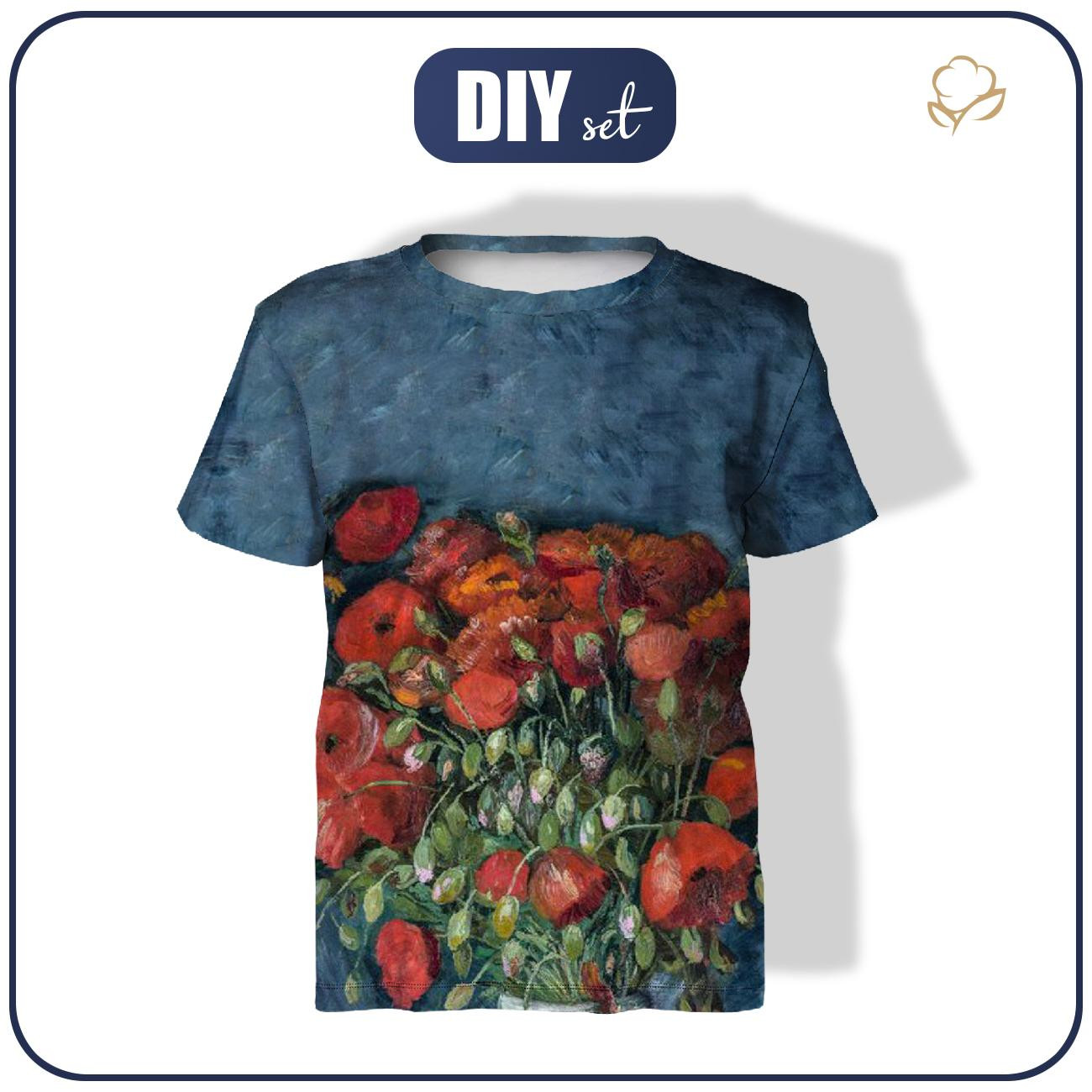 T-SHIRT DZIECIĘCY - WAZON Z CZERWONYMI MAKAMI (Vincent van Gogh) - zestaw do uszycia