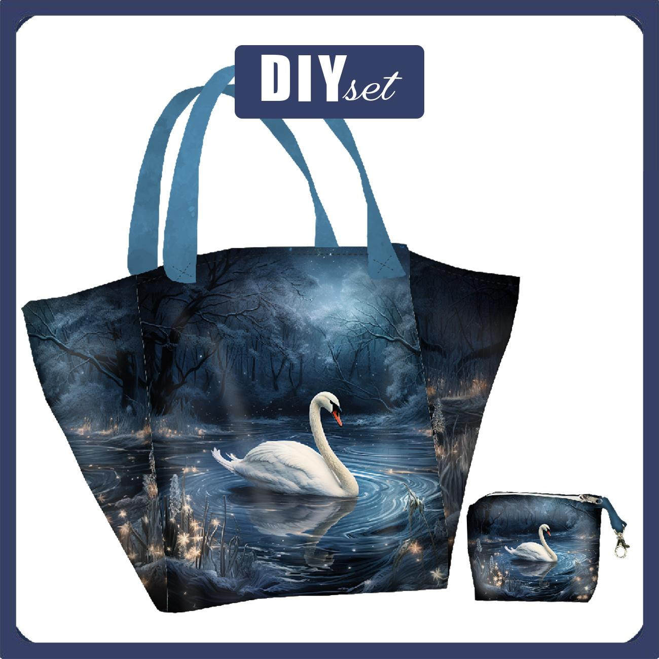 Torba XL z saszetką 2 w 1 - GOTHIC SWAN - zestaw do uszycia