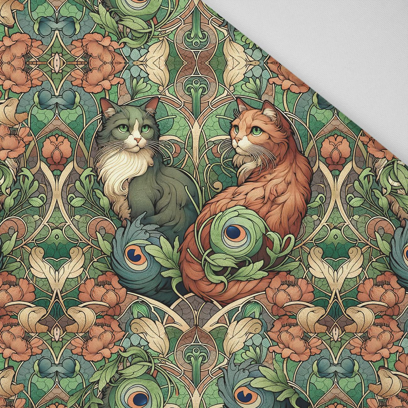 ART NOUVEAU CATS & FLOWERS WZ. 3 - panel (75cm x 80cm) Panama 220g