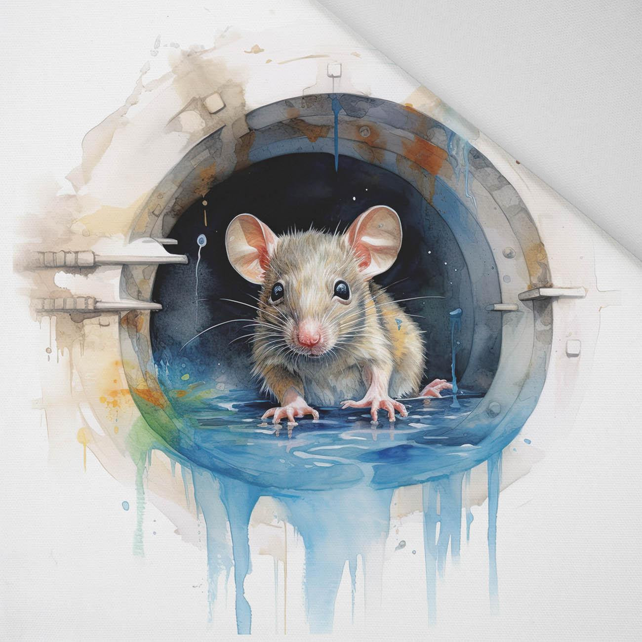 WATERCOLOR RAT - PANEL (60cm x 50cm) Panama 220g