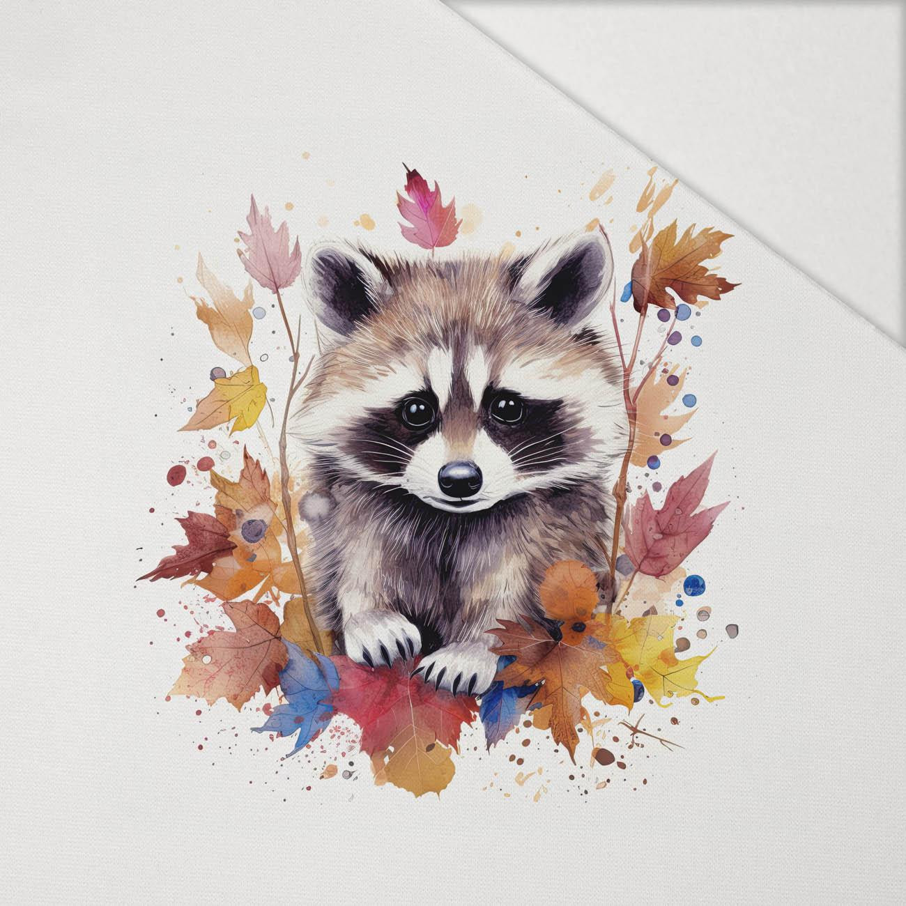 WATERCOLOR RACCOON WZ. 2 - PANEL (75cm x 80cm) Hydrofobowa dzianina drapana 