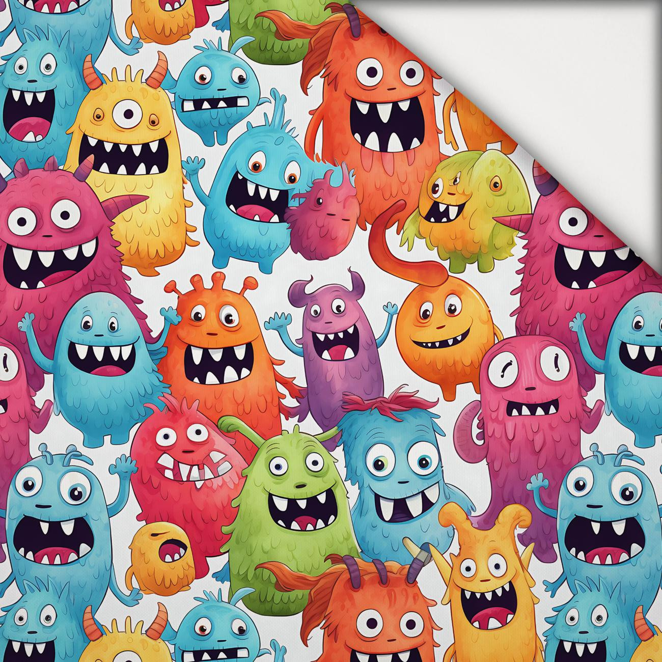 FUNNY MONSTERS WZ. 4 - lekka dzianina drapana