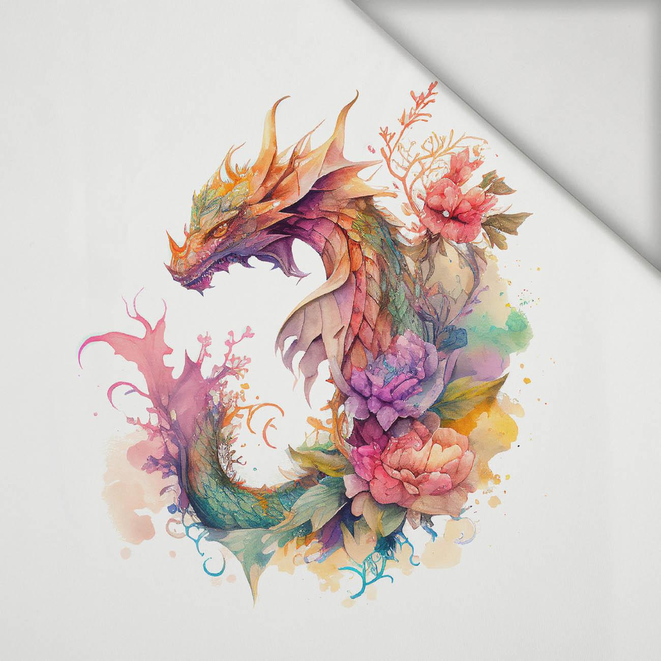 WATERCOLOR DRAGON WZ. 2 - PANEL (75cm x 80cm) lycra 300g