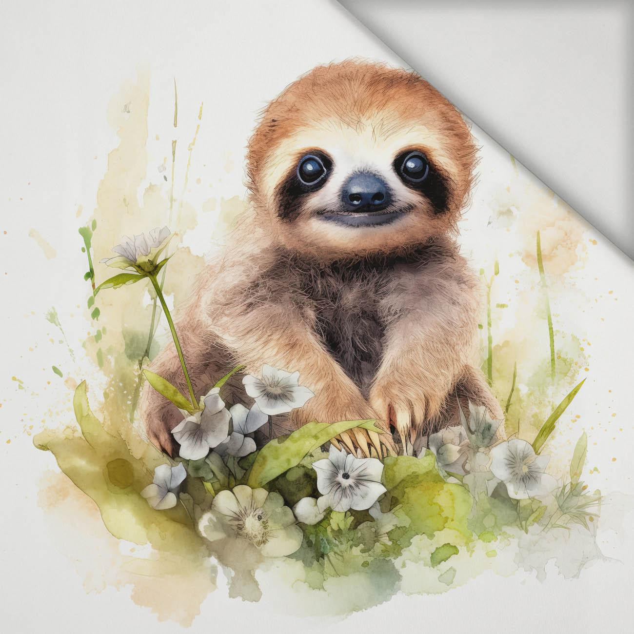 WATERCOLOR SLOTH WZ. 1 - PANEL (75cm x 80cm) lycra 300g