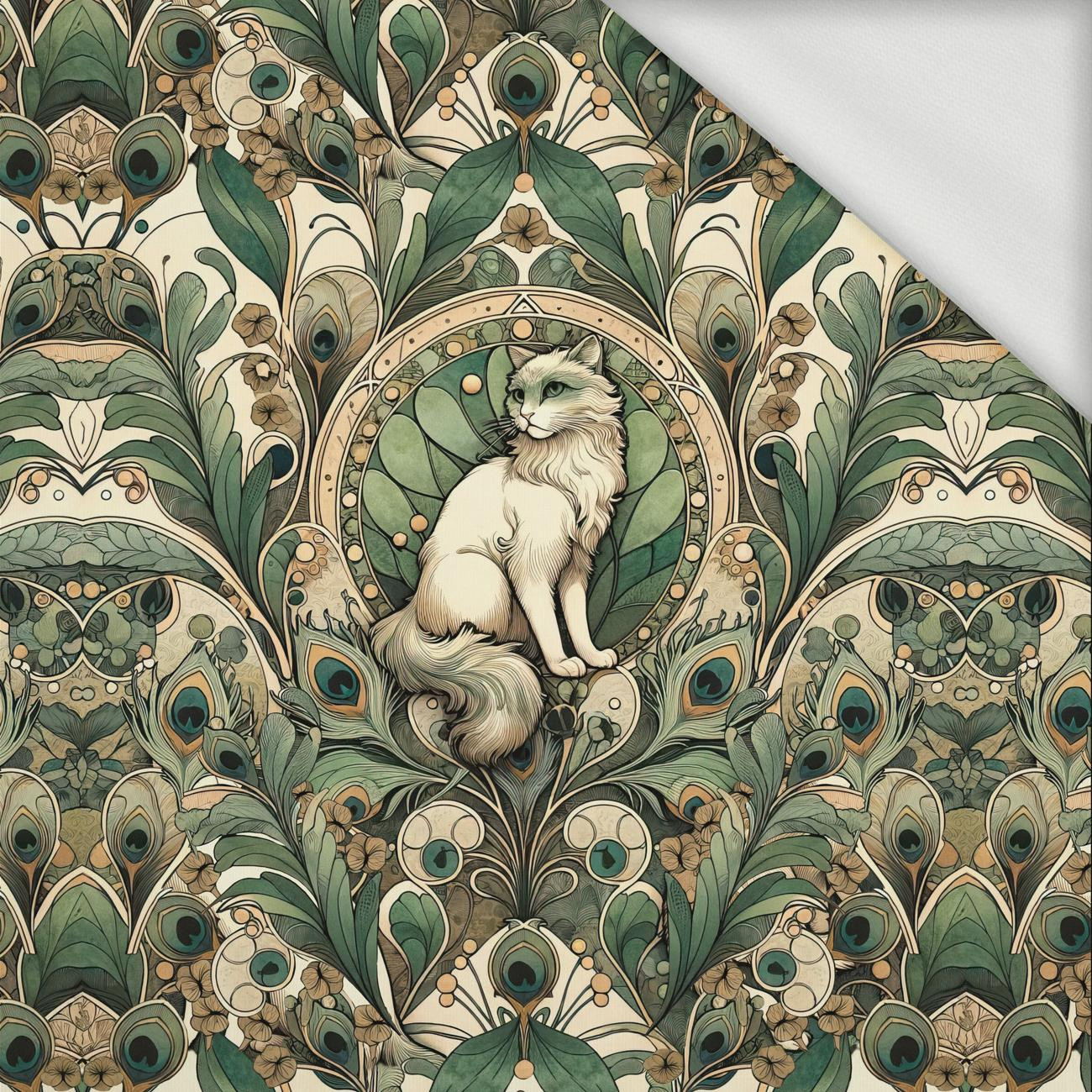 ART NOUVEAU CATS & FLOWERS WZ. 1 - panel (60cm x 50cm) dzianina pętelkowa