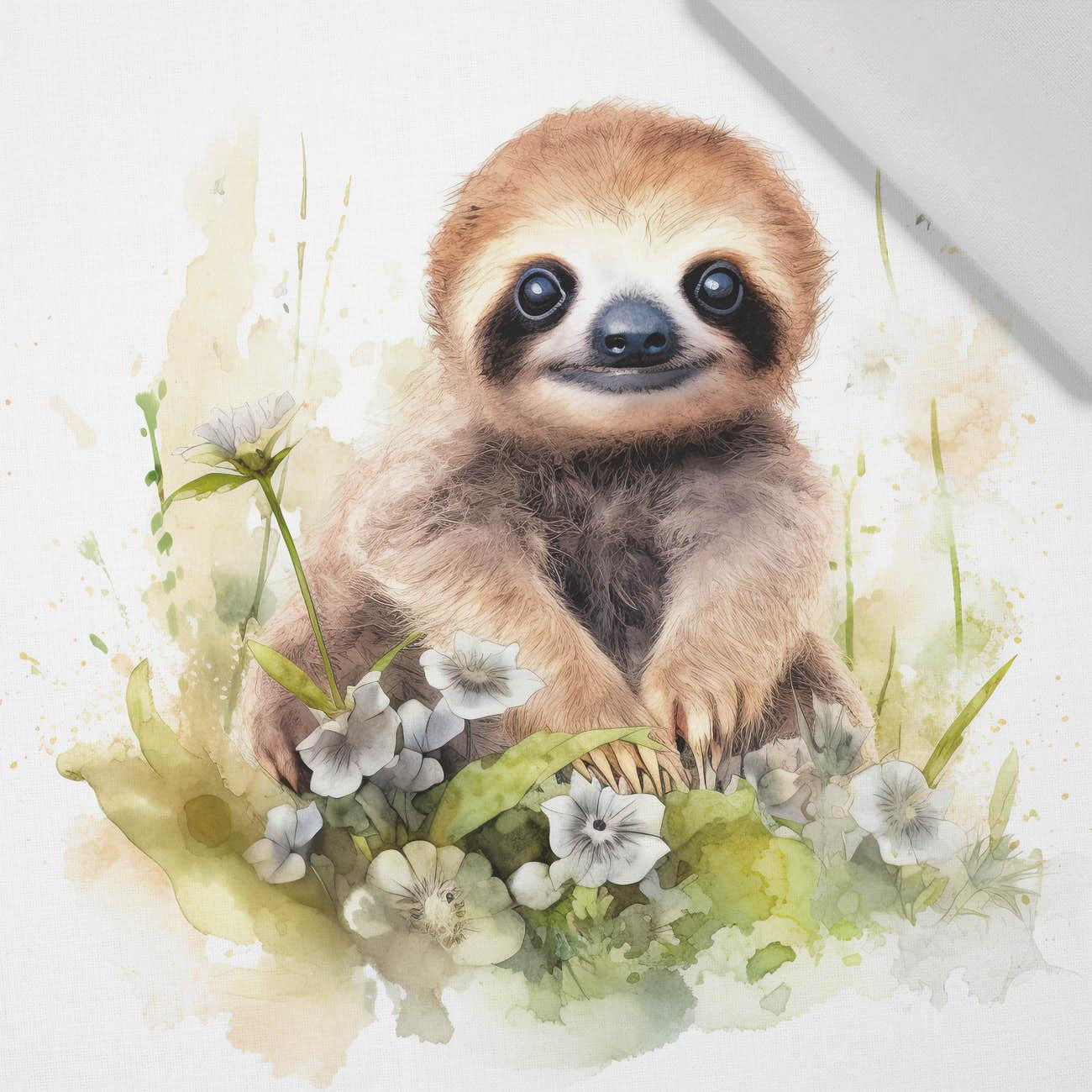 WATERCOLOR SLOTH WZ. 1 - panel (75cm x 80cm) tkanina bawełniana