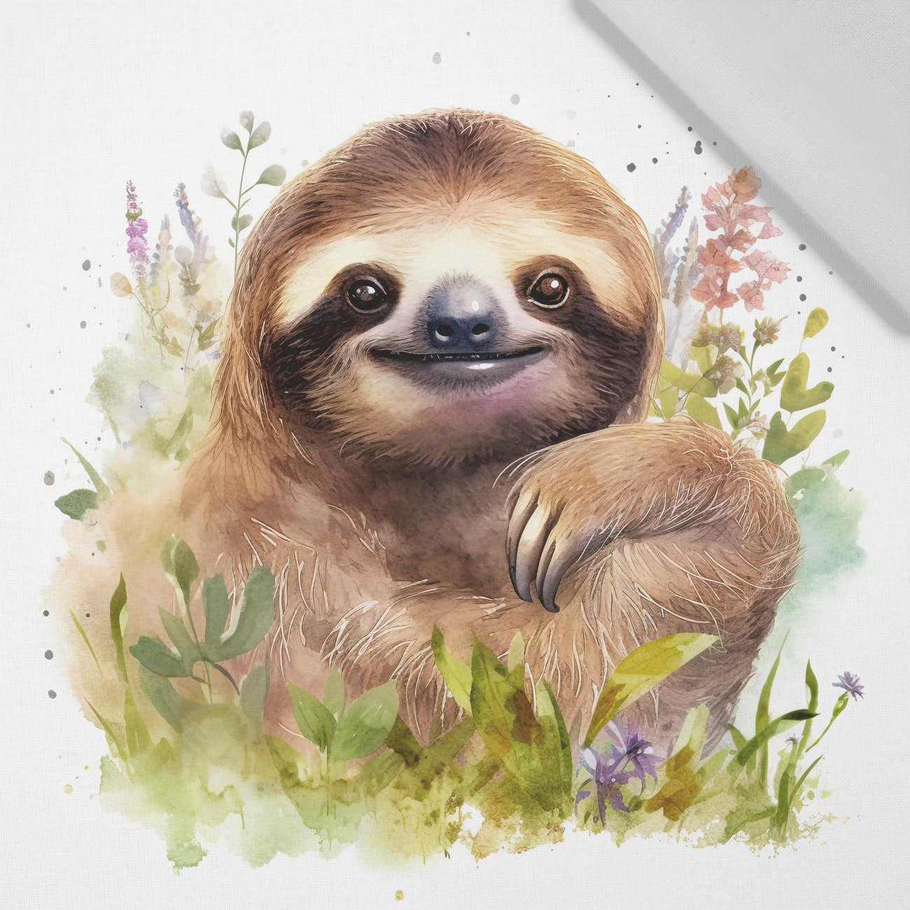 WATERCOLOR SLOTH WZ.2 - panel (75cm x 80cm) tkanina bawełniana