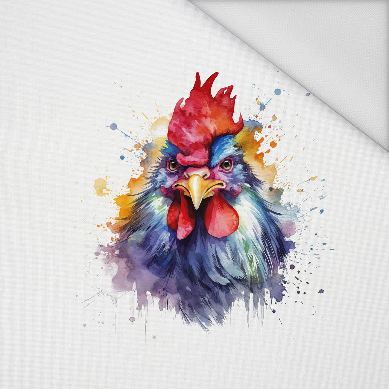WATERCOLOR ROOSTER - panel (75cm x 80cm) tkanina wodoodporna