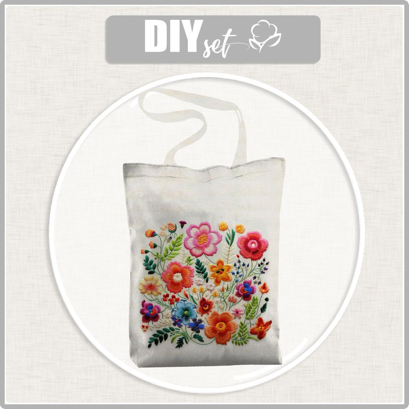SHOPPERKA - FLOWERS 3D WZ. 17 - tkanina bawełniana - zestaw do uszycia