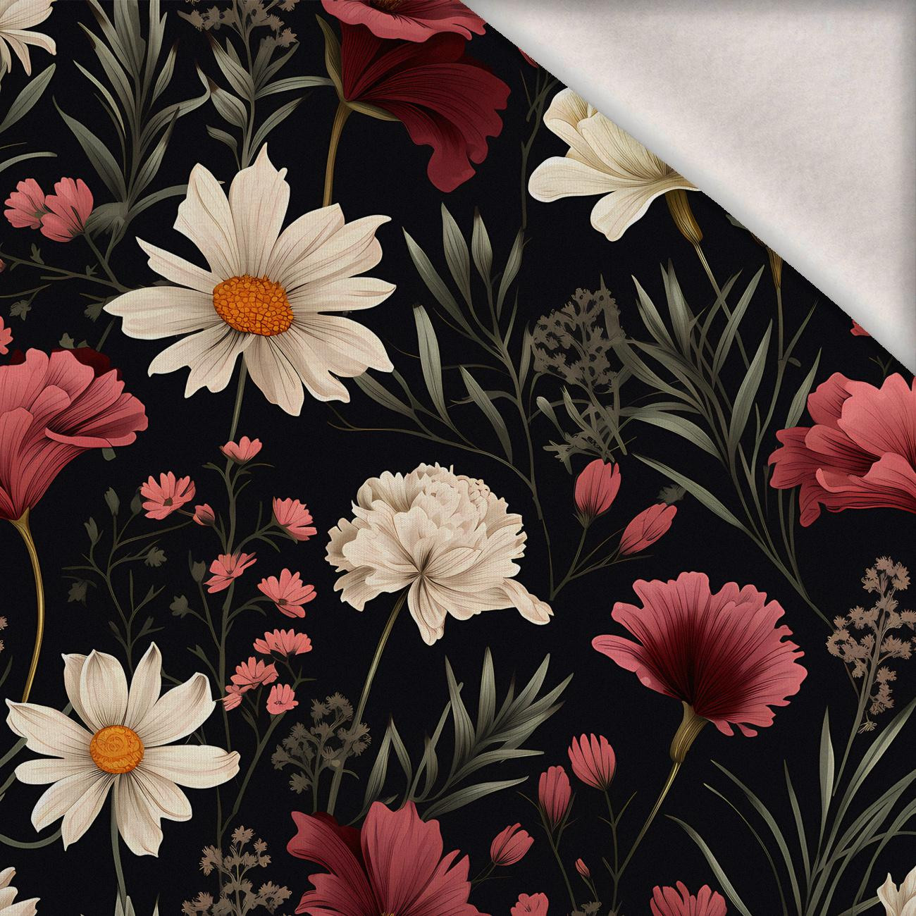 FLOWERS wz.7 - dzianina drapana z elastanem ITY