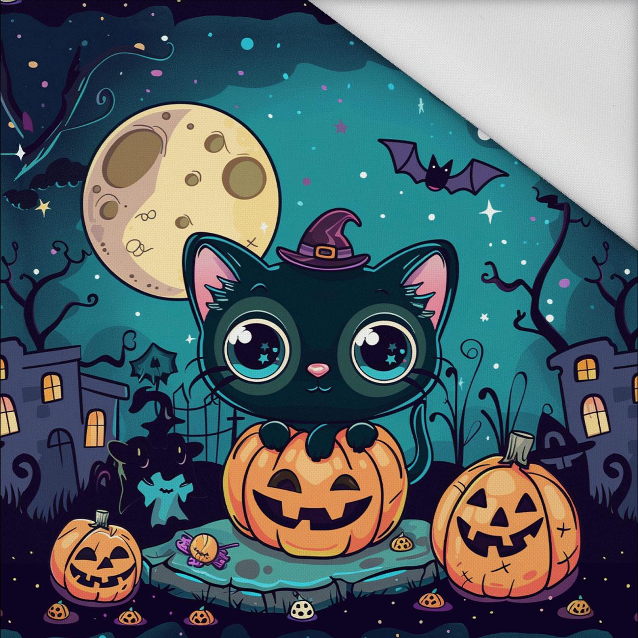 HALLOWEEN CAT MOON - PANEL (60cm x 50cm) tkanina wodoodporna