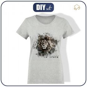 T-SHIRT DAMSKI L - BE BRAVE (BE YOURSELF) / M-01 melanż jasnoszary - single jersey 