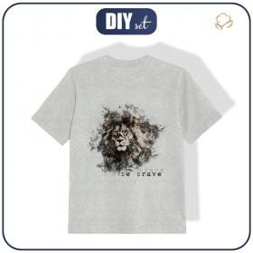 DZIECIĘCY T-SHIRT (104/110) - BE BRAVE (BE YOURSELF) - M-01 melanż jasnoszary - single jersey