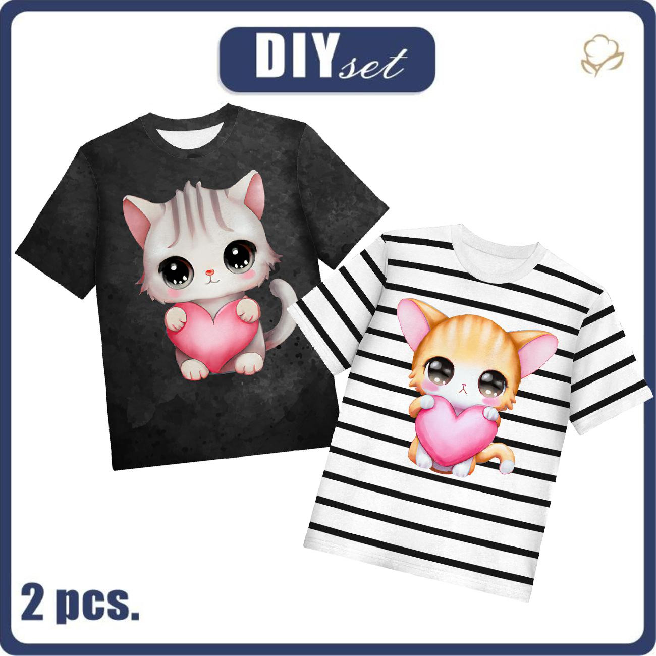 2-PACK - T-SHIRT DZIECIĘCY - SWEET CATS WZ. 1 - ZESTAW DO USZYCIA