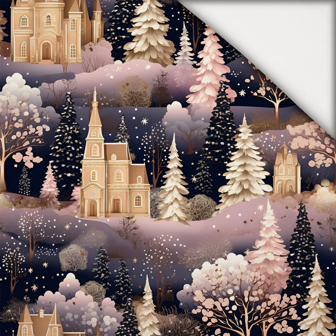 Pink Vintage Christmas wz. 2 - lekka dzianina drapana