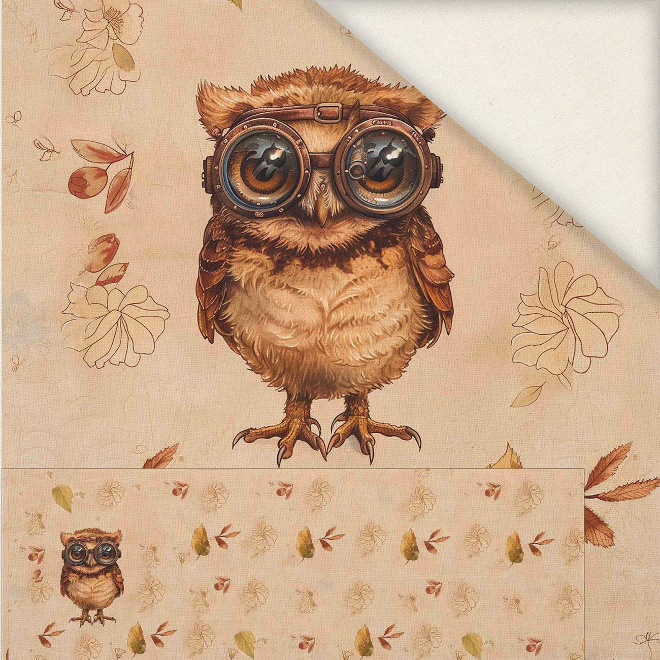 OWL STEAMPUNK FOREST WZ. 1 - PANEL PANORAMICZNY (60cm x 135cm )Len 100%