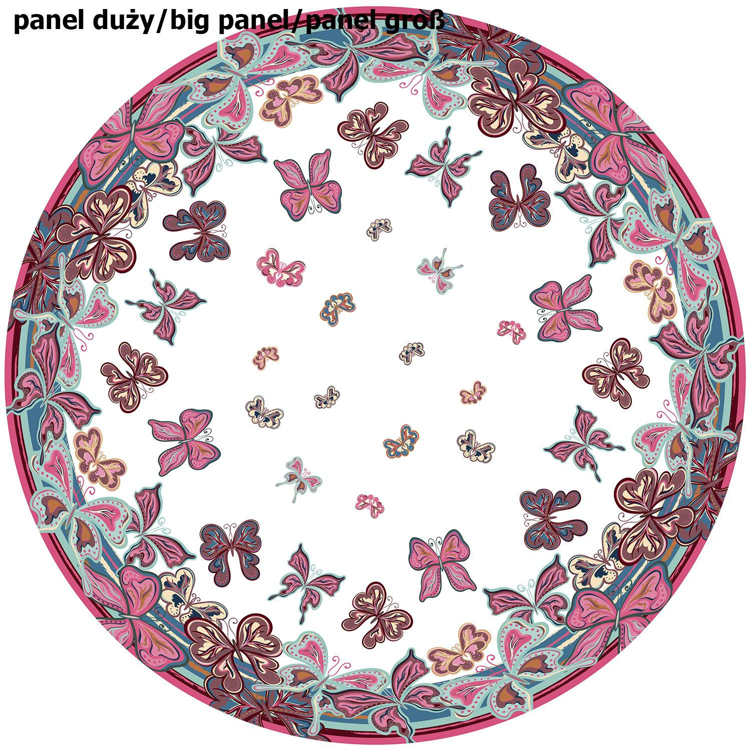 MOTYLE (wzór 1 różowy) / biały - panel na spódnicę z koła 