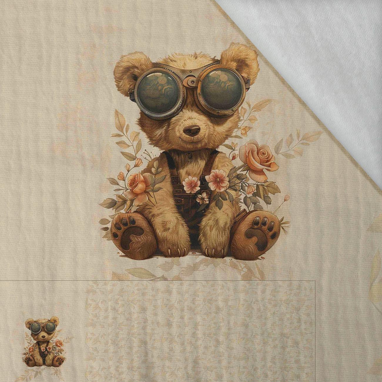 BEAR STEAMPUNK FOREST WZ. 2 - PANEL PANORAMICZNY (60cm x 140cm) muślin bawełniany