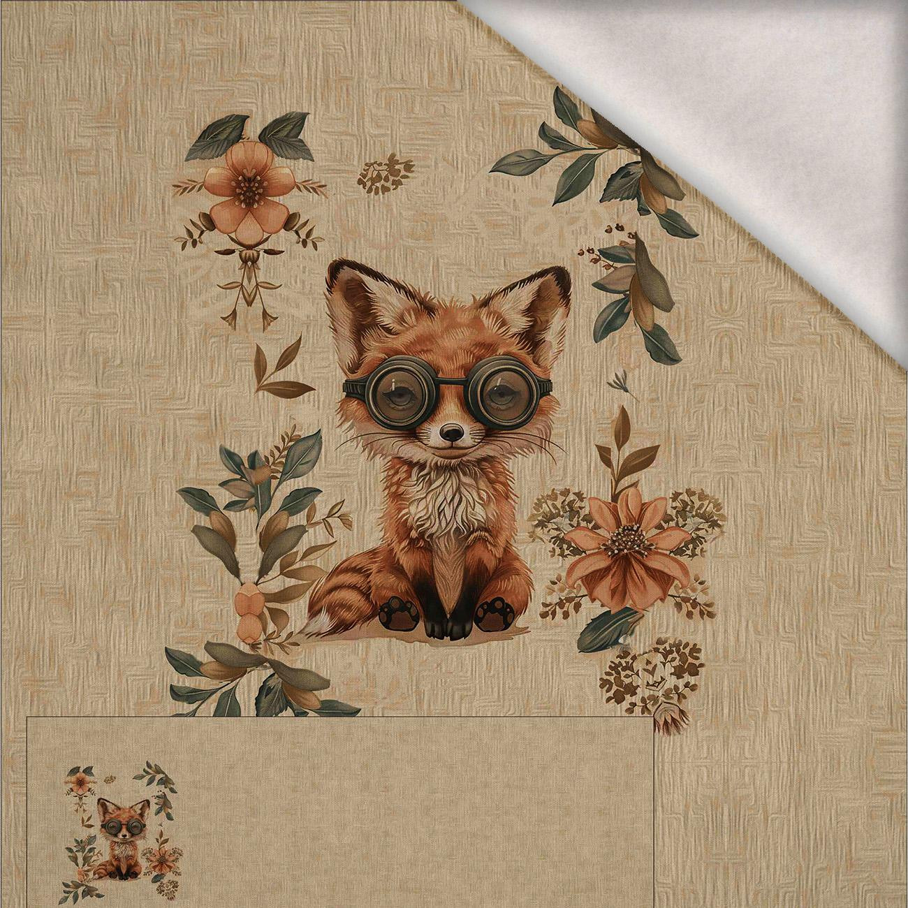 FOX STEAMPUNK FOREST - panel panoramiczny dzianina drapana z elastanem ITY (60cm x 155cm) FOX STEAMPUNK FOREST - panel panoramiczny dzianina drapana z elastanem ITY (60cm x 155cm)