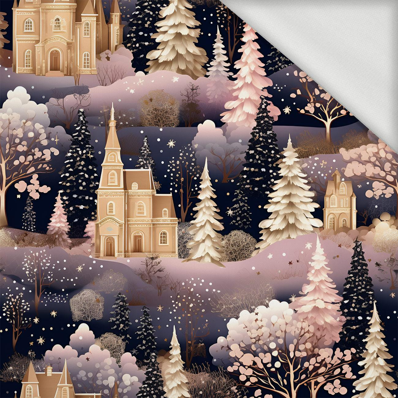 Pink Vintage Christmas wz. 2 - dresówka pętelkowa