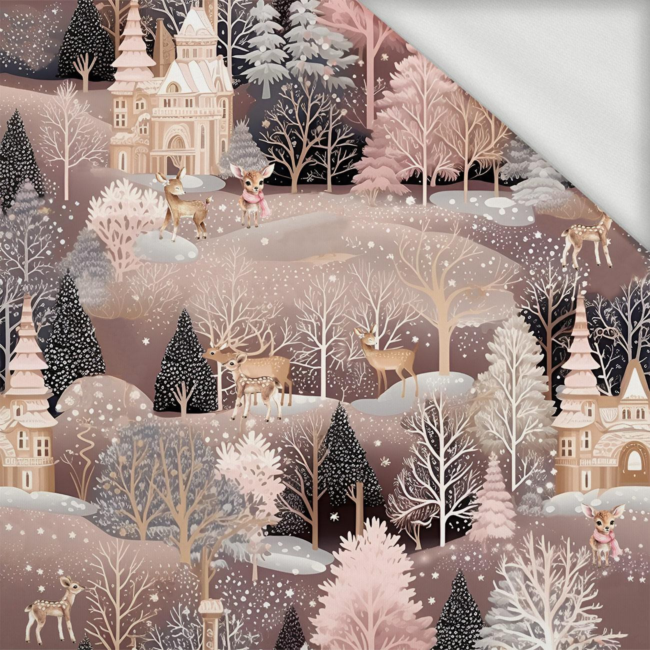 Pink Vintage Christmas wz. 3 - dresówka pętelkowa