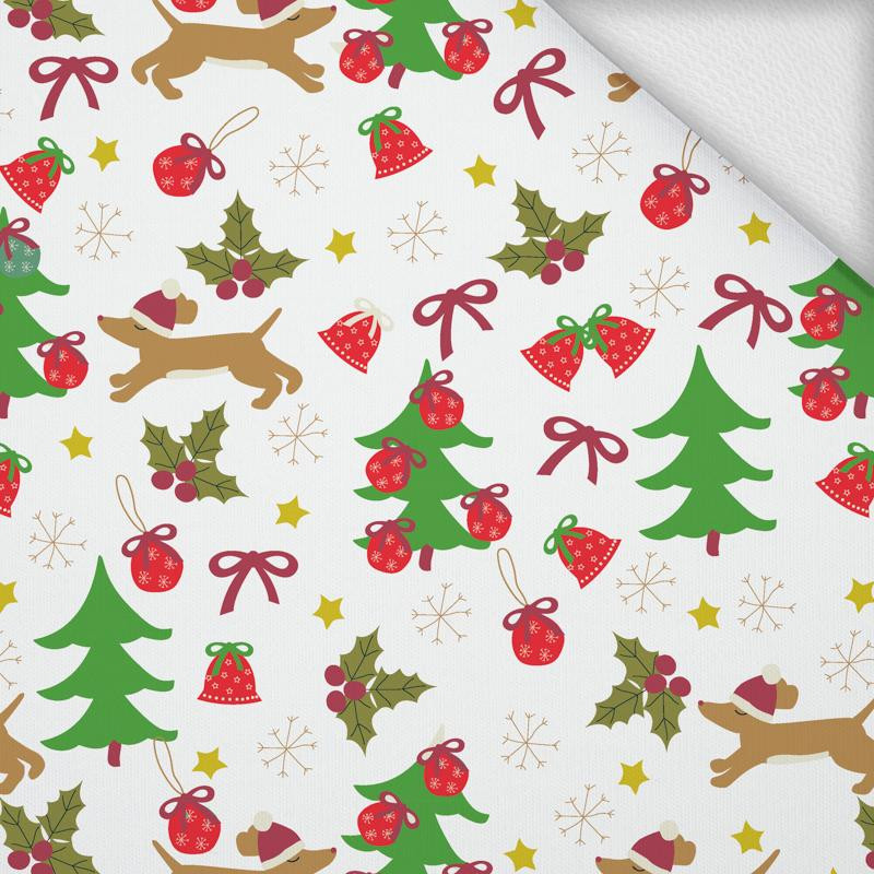 PIESKI Z CHOINKAMI / biały - dresówka pętelkowa