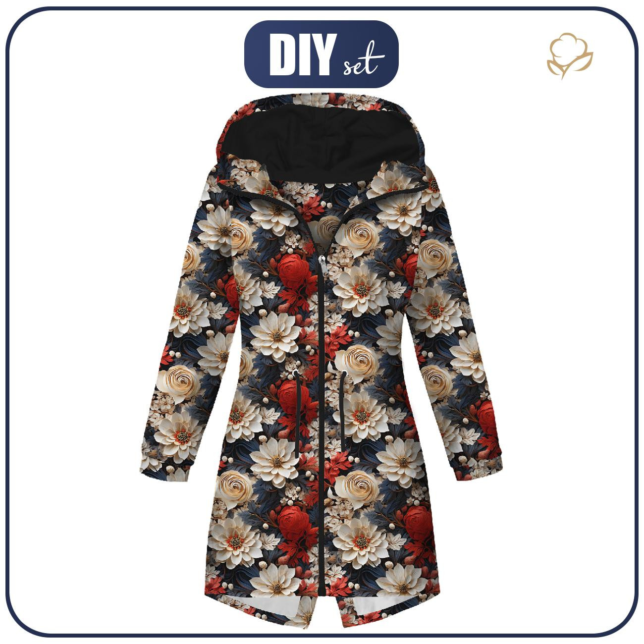 PARKA DAMSKA (ANNA) - VIBRANT FLOWERS - zestaw do uszycia